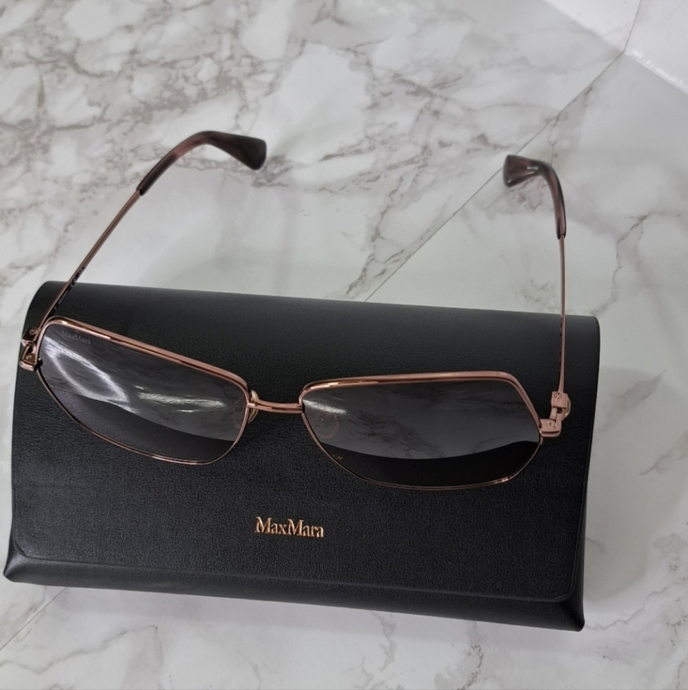 MaxMara Jewel Shiny Bronze Square Metal Sunglasses MM0035-H 38T - Picture 14 of 15